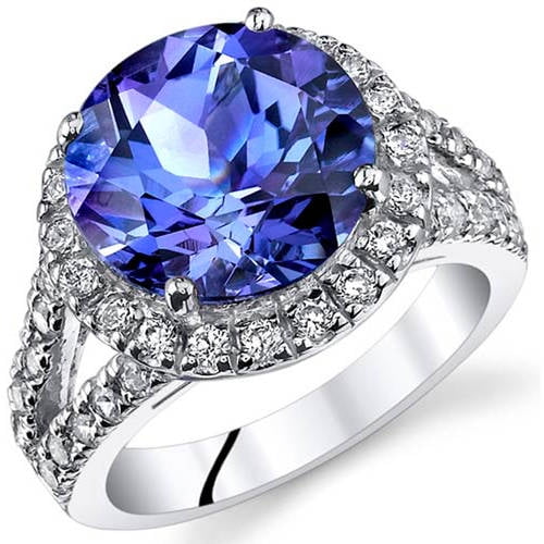 3-Stone Simulated Color Change Alexandrite 925 Sterling Silver Ring